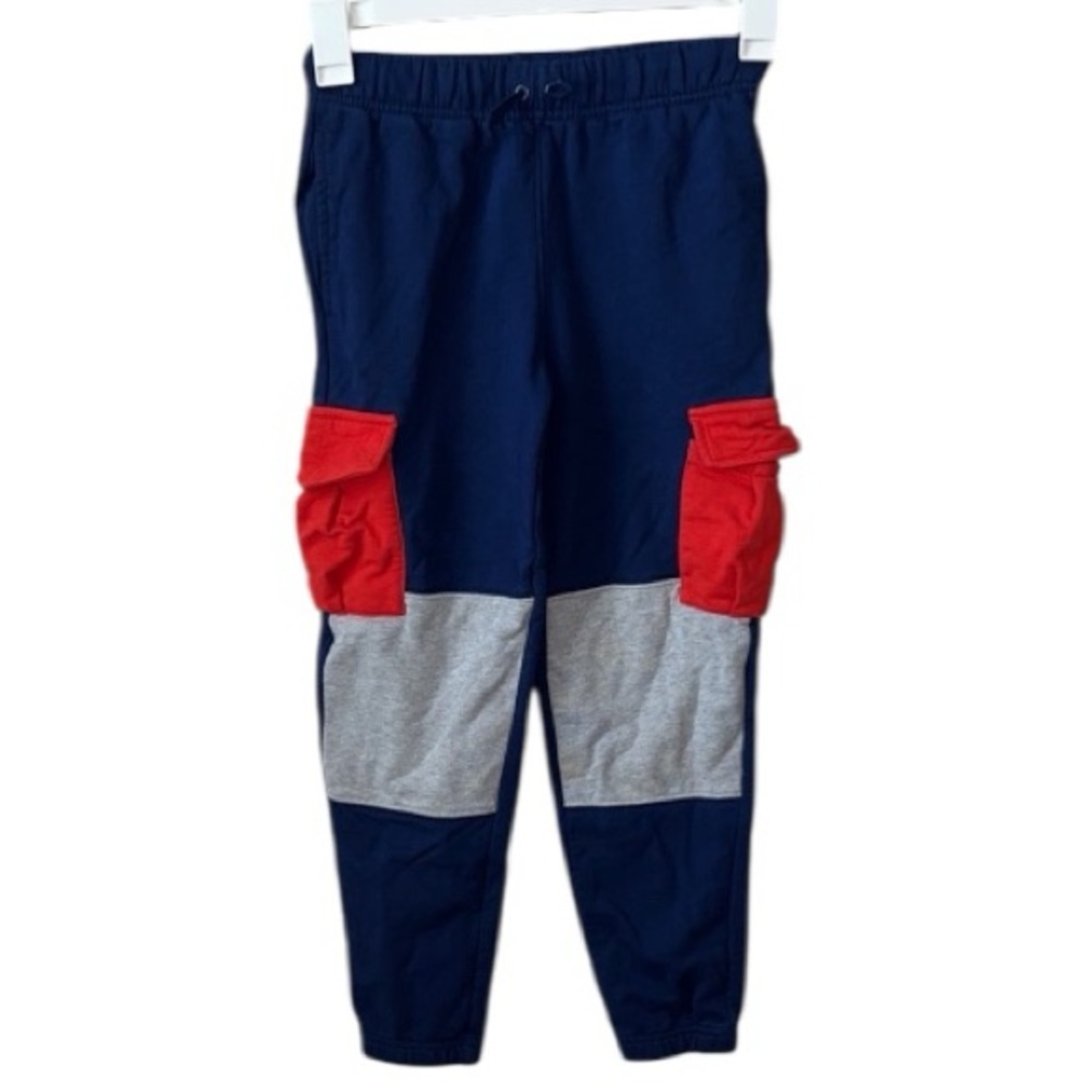Hanna Andersson Navy and Red Colorblock Kids Sweatpant Joggers Size 10